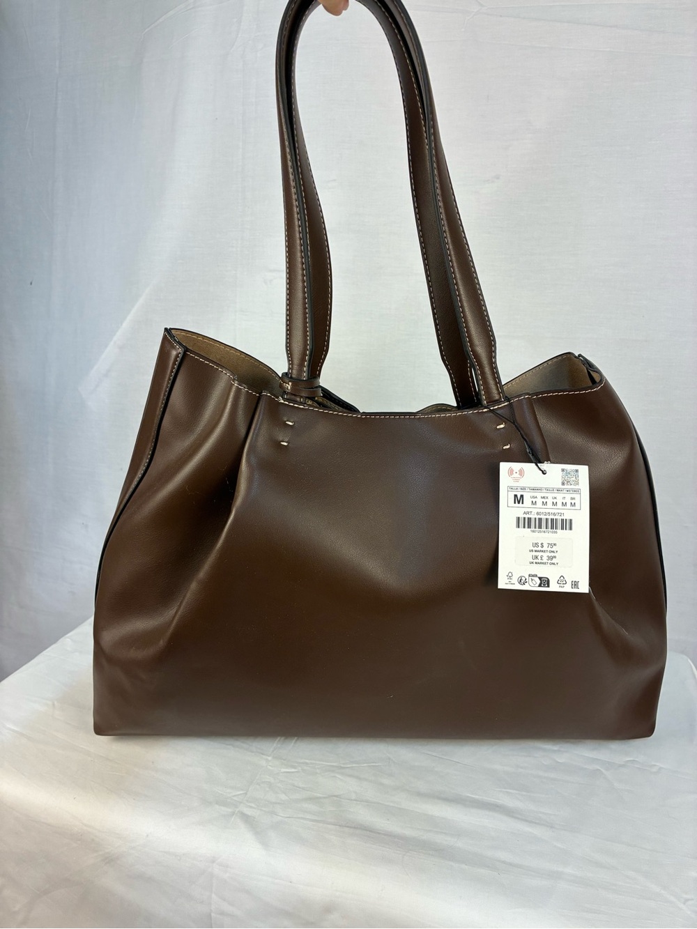 NWT Zara Pinch Pleat Tote Bag in Brown